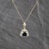 Pre-Owned 9ct Two Colour Gold Iolite & White Zircon Triangular Pendant & 18 Inch Curb Chain 41143632