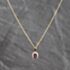 Pre-Owned 9ct Yellow Gold Ruby & 0.08ct Diamond Oval Cluster Pendant & 18 Inch Curb Chain 41143671