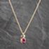 Pre-Owned 9ct Yellow Gold Pink Tourmaline & 0.04ct Diamond Pendant & 18 Inch Rope Chain 41143677