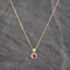 Pre-Owned 9ct Yellow Gold Ruby Rubover Set Pendant & 18 Inch Curb Chain 41143701