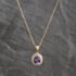 Pre-Owned 9ct Yellow Gold Amethyst & Diamond Oval Pendant & 18 Inch Prince Of Wales Chain 41143711