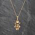 Pre-Owned 9ct Yellow Gold Multi Stone Rag Doll Pendant & 19 Inch Prince Of Wales Chain 41143726