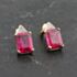 Pre-Owned 9ct Yellow Gold Ruby Synthetic Stone & 0.01ct Diamond Triangular Topped Oblong 13mm Dropper Earrings 41173156