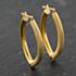 Pre-Owned 9ct Yellow Gold 28.4mm Mesh & Plain Pointed Creole Earrings 41173937