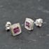 Pre-Owned White Gold Ruby & Diamond Cushion Shaped Cluster 8.5mm Stud Earrings 41174031