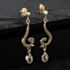 Pre-Owned Yellow Gold 38mm Blue Topaz Set Dropper Earrings 41174134