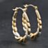 Pre-Owned 9ct Two Colour Gold 31mm Patterned Creole Earrings 41174307