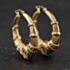 Pre-Owned 9ct Yellow Gold 32mm Large Horse Shoe Patterned Creole Earrings 41174544