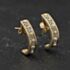Pre-Owned 9ct Two Colour Gold 17mm 0.10ct Diamond Set Half Hoop Earrings 41174616