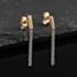 Pre-Owned 9ct Two Colour Gold 28mm Cubic Zirconia Set Bar Dropper Earrings 41174619