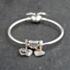 Pre-Owned Pandora Silver Multi Stone Pandora 3 Assorted Mom And Family Small Charm Bangle 41221397