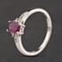 Pre-Owned Sterling Silver Rubellite & White Topaz Shoulder Set Dress Ring 41251675