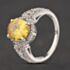 Pre-Owned Sterling Silver Yellow & White Cubic Zirconia Oval Shoulder Set Dress Ring 41251693