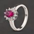 Pre-Owned Sterling Silver Pink Synthetic Ruby & White Cubic Zirconia Oval Cluster Ring 41251698