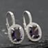 Pre-Owned Silver 23mm Purple & White Cubic Zirconia Cluster Dropper Earrings 412502167183