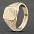 Pre-Owned 9ct Yellow Gold Rectangle Part Engraved Signet Ring 41342003