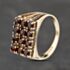 Pre-Owned 9ct Yellow Gold Garnet Grid Signet Ring 41342238