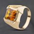 Pre-Owned 9ct Yellow Gold Synthetic Golden Yellow Sapphire Set Signet Ring 41342395