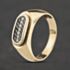 Pre-Owned Vintage Yellow Gold Black And White Diamonds Three Row Signet Ring 41342516