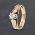 Pre-Owned Vintage 9ct Yellow Gold Brilliant Cut Diamond Bark Effect Shoulders Solitaire Ring 41382830