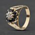 Pre-Owned 9ct Yellow Gold Sapphire & 0.01ct Diamond Engraved Shoulders Cluster Ring 41384062