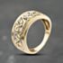 Pre-Owned 9ct Yellow Gold Brilliant Cut Diamond Open Work Entwined Leaf Design Band Ring 41384168