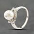 Pre-Owned 14ct White Gold Cultured Pearl & Diamond Swirl Design Dress Ring 41384224