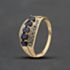 Pre-Owned 9ct Yellow Gold Iolite & 0.07ct Diamond Three Row Ring 41384357