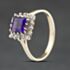 Pre-Owned 9ct Yellow Gold Amethyst & 0.24ct Diamond Square Cluster Ring 41384548