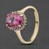 Pre-Owned 9ct Yellow Gold Colour Treated Pink Topaz & 0.02ct Diamond Oval Cluster Ring 41384579