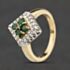 Pre-Owned 9ct Yellow Gold Emerald & 0.16ct Diamond Cluster Ring 41384689