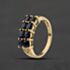 Pre-Owned 9ct Yellow Gold Diamond & Sapphire Two Row Eight Stone Band Ring 41384731