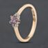Pre-Owned 9ct Yellow Gold Heart Shaped Pink Glass & 0.02ct Brilliant Cut Diamond Three Stone Ring 41384827