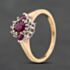 Pre-Owned 9ct Yellow Gold Ruby & 0.07ct Diamond Boat Shaped Cluster Ring 41384876