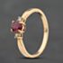 Pre-Owned 9ct Yellow Gold Glass Filled Ruby & 0.10ct Brilliant Cut Diamond Three Stone Ring 41384884