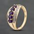 Pre-Owned 9ct Yellow Gold Amethyst & 0.07ct Diamond Three Row Ring 41384888
