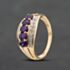 Pre-Owned 9ct Yellow Gold Amethyst & 0.07ct Diamond Three Row Ring 41384889