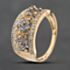 Pre-Owned 9ct Yellow Gold Tanzanite & 0.10ct Diamond Triple Flower Cluster Ring 41384892