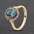 Pre-Owned 9ct Yellow Gold Blue Topaz & 0.20ct Diamond Oval Cluster Ring 41384903
