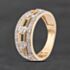 Pre-Owned 9ct Yellow Gold 0.10ct Diamond Hearts Three Row Ring 41385032