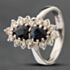 Pre-Owned Vintage 18ct White Gold Sapphire & Brilliant Cut Diamond Double Cluster Ring 41481074