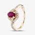 Pre-Owned 14ct Yellow Gold 1.14ct Oval Cut Ruby & 0.66ct Brilliant Cut Diamond Cluster Ring 41481601