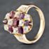 Pre-Owned Vintage 18ct Yellow Gold Ruby & Diamond Checkerboard Cluster Ring 41481753