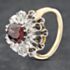 Pre-Owned Vintage 18ct Yellow Gold Garnet & Brilliant Cut Diamond Spray Design Cluster Ring 41481756
