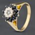 Pre-Owned Vintage 18ct Yellow Gold Sapphire & Brilliant Cut Diamond Round Cluster Ring 41481815