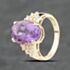 Pre-Owned 9ct Yellow Gold Amethyst & Diamond Dress Ring 41482324