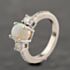 Pre-Owned Platinum Opal & 0.44ct Diamond Three Stone Ring 41482451