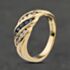 Pre-Owned 9ct Yellow Gold Sapphire & 0.18ct Diamond Twist Three Row Ring 41482540