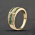 Pre-Owned 18ct Yellow Gold Emerald & 0.18ct Diamond Three Row Ring 41482544