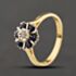 Pre-Owned 18ct Yellow Gold Sapphire & 0.03ct Diamond Flower Cluster Ring 41482809